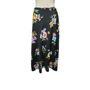 Ambiance Apparel‎ Maxi Skirt size Large floral sheer black